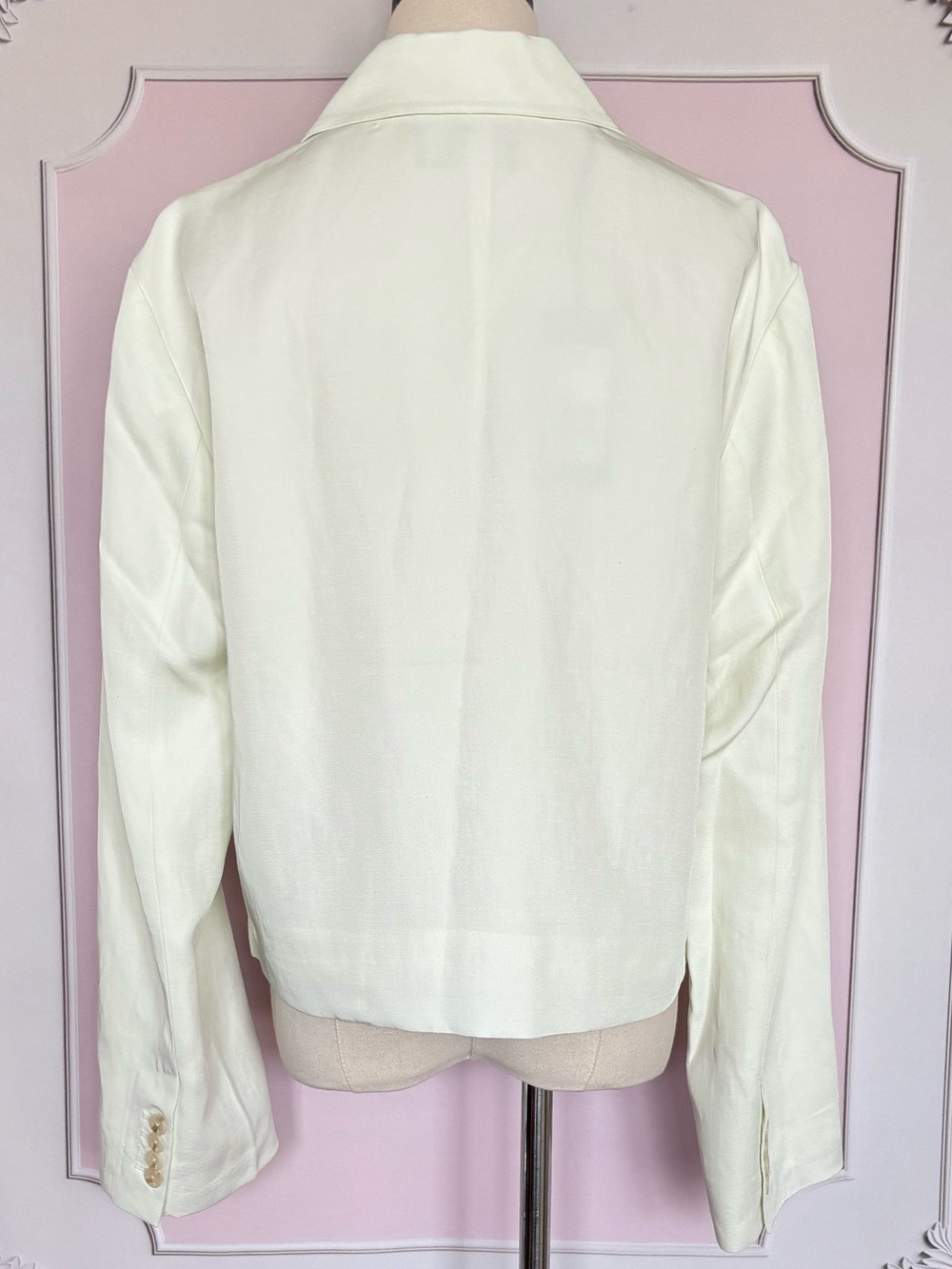 7 FOR ALL MANKIND Long Sleeve Oversized Linen Blend Cropped Ivory Blazer--NWT--S - Picture 5 of 15